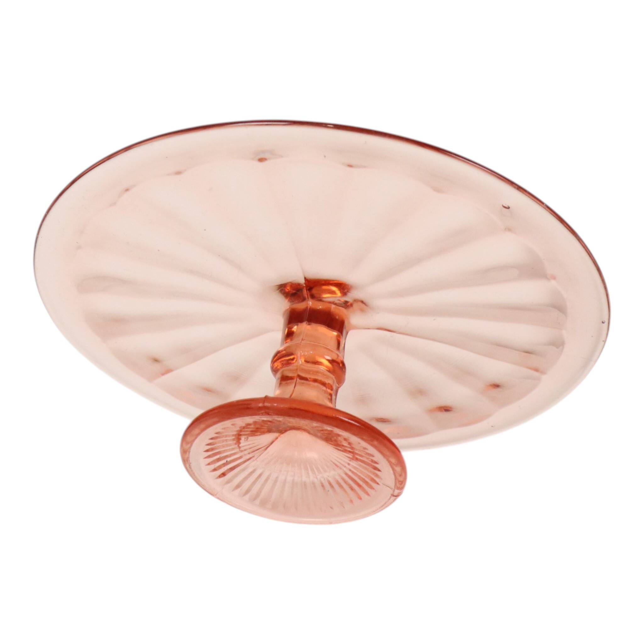 Pink Art Deco Cake Platter / Pastry Dish – Depression Glass