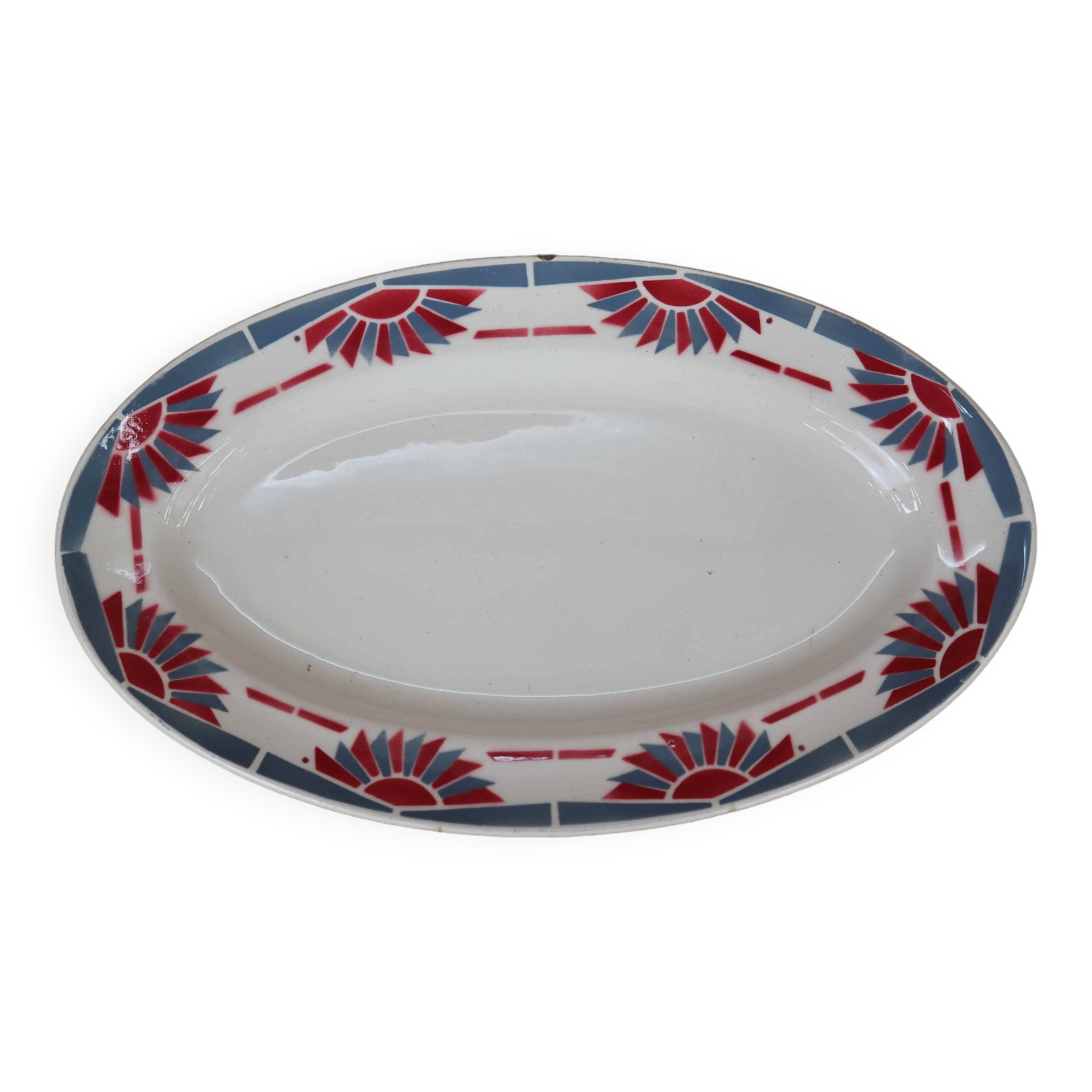 Old oval earthenware dish "Horizon" St Amand