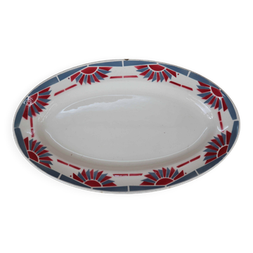 Old oval earthenware dish "Horizon" St Amand