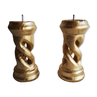 Pair of gilded carved wood candlesticks