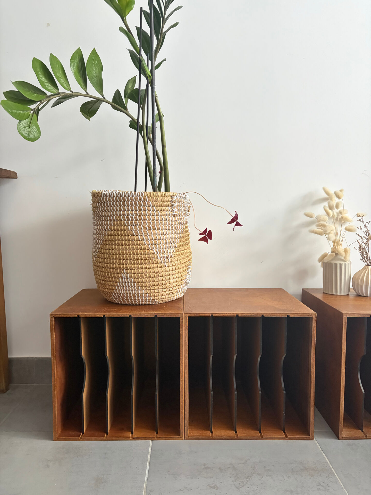 Set of 4 vintage wooden vinyl boxes