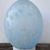 Lampe oeuf Domec Luminaires, en verre bleu moucheté, 1970