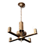 Art Deco period modernist four-light gilt brass pendant light circa 1930