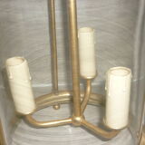 Glass lantern and gilded brass, antique pendant lamp