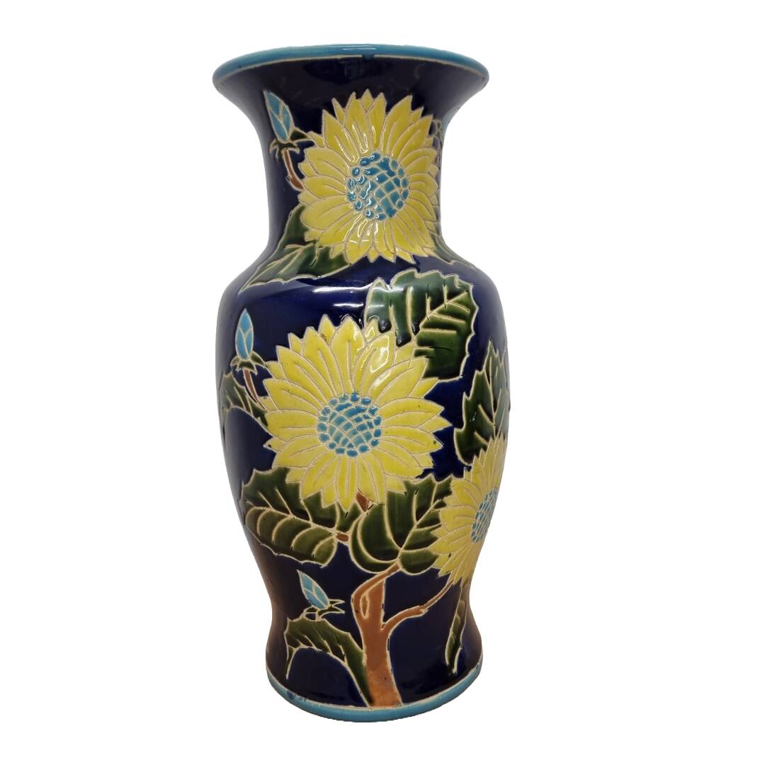 Large Vintage Hand Painted ceramic Vase Late 20th Century