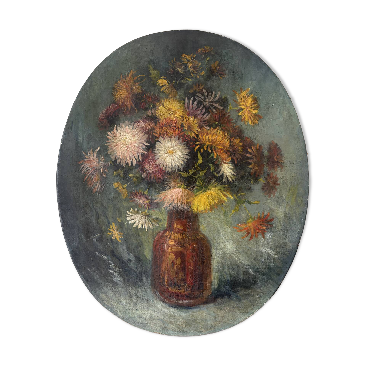 Oval bouquet, oil on canvas