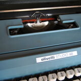 Blue typewriter Ollivetti Studiu 46 years 70