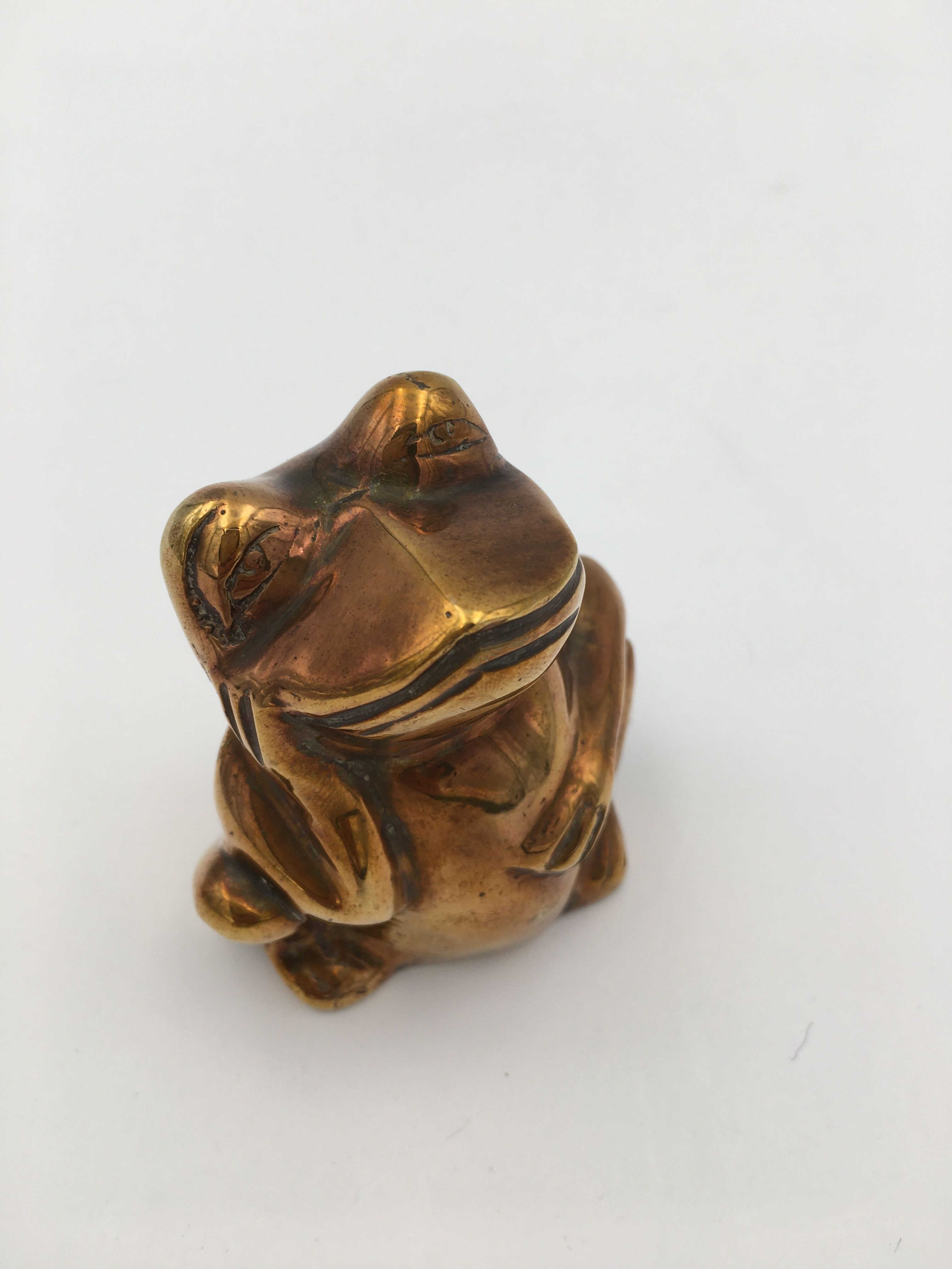 Vintage brass frog figure - 1970s