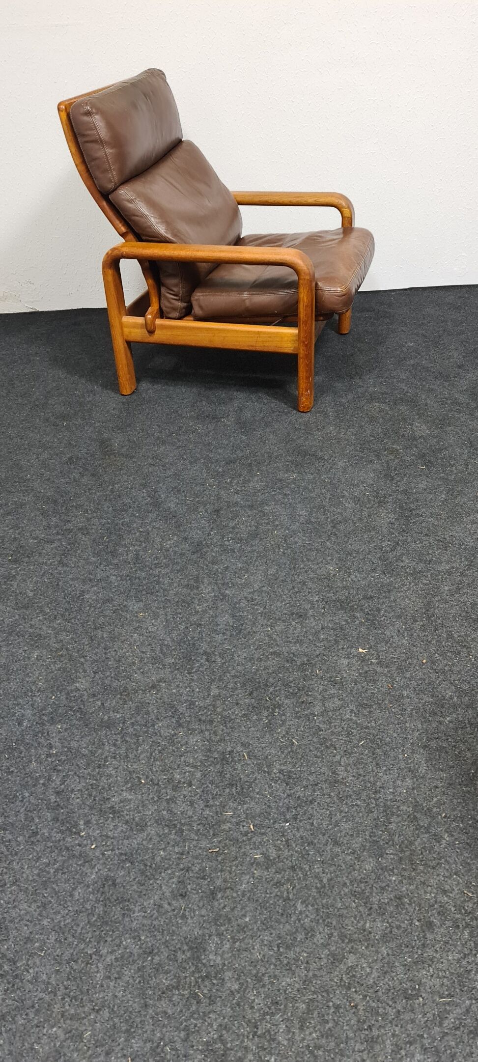 Brown leather Danish design arm chair by I Olsen&son Mobelfabrik