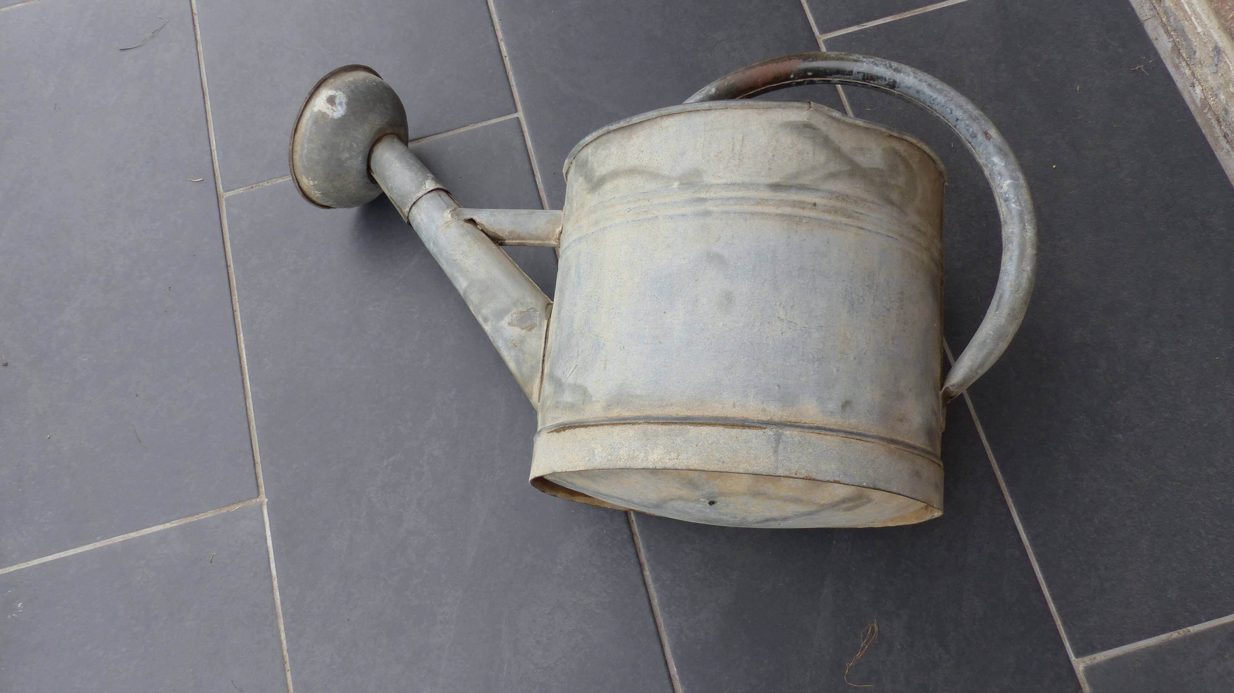 Zinc watering can with its apple