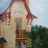 Large painting "Villa Camille" from the 1940s-60s, oil on canvas signed M. Lesoll.