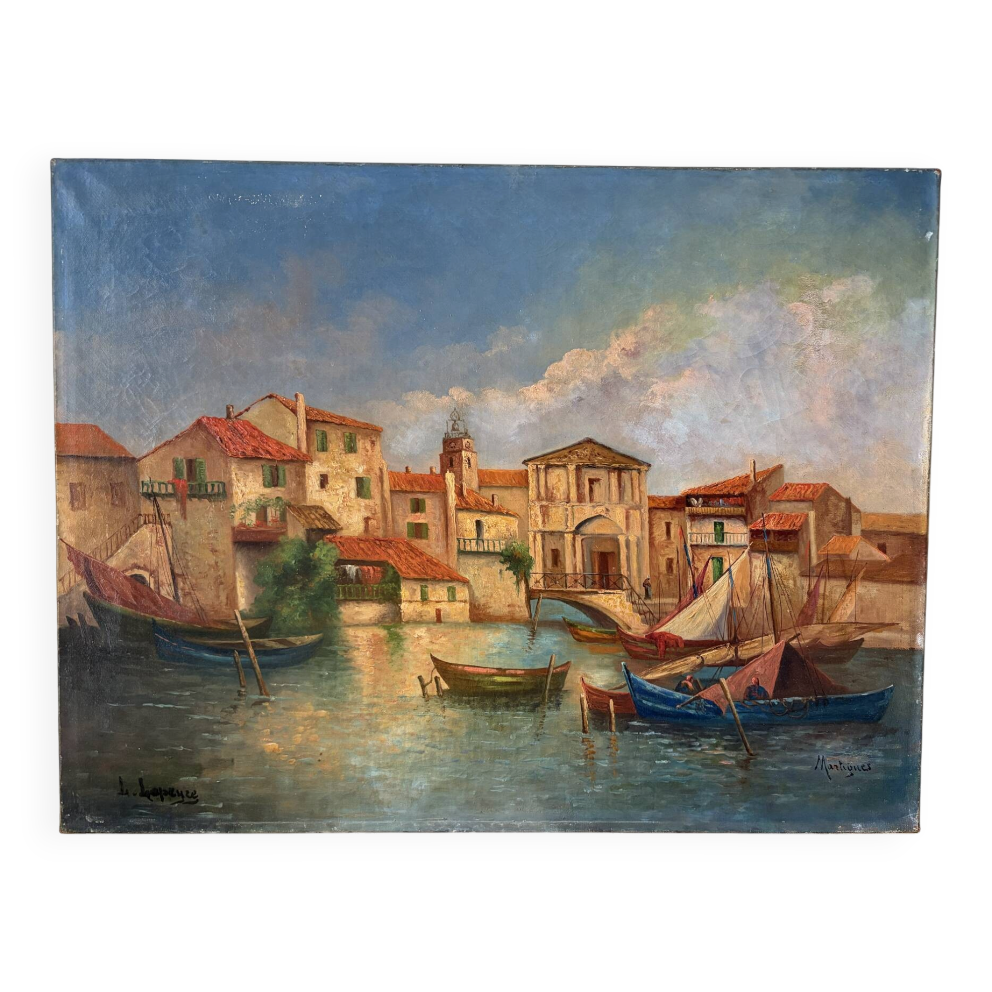 Mediterranean port, oil on canvas