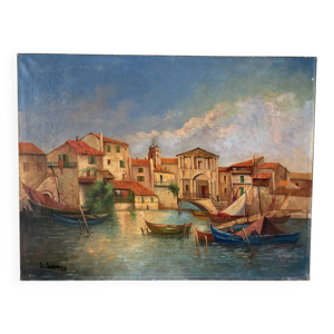 Port méditerranéen, - toile