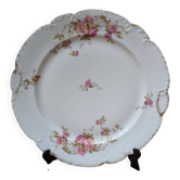 Porcelain plate with floral decoration, gilding, and relief MR France 25.5cm
