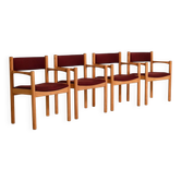 Set of 4 beech armchairs, Denmark, 1960s