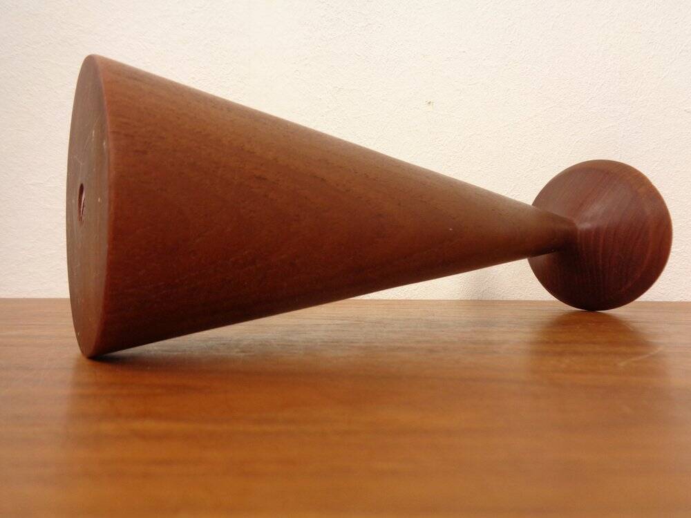 Large teak candleholder from Anri Form, Italy, 1960s.