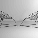 Set of two "Oti" wire lounge chairs by Niels Gammelgaard for IKEA, 1980s