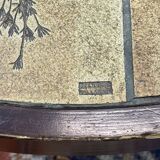 Beech coffee table with ceramic top, herbarium decoration by Raymonde Leduc Vallauris