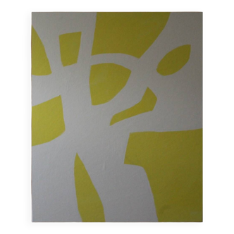 Ivory on yellow abstract 100x73 cm