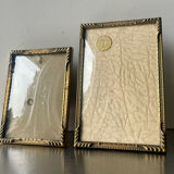 Pair of Art Deco Gold colored frames in different sizes Convex glasses
