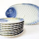 Fish service 8 plates and a large dish / Manufacture française Sarreguemines
