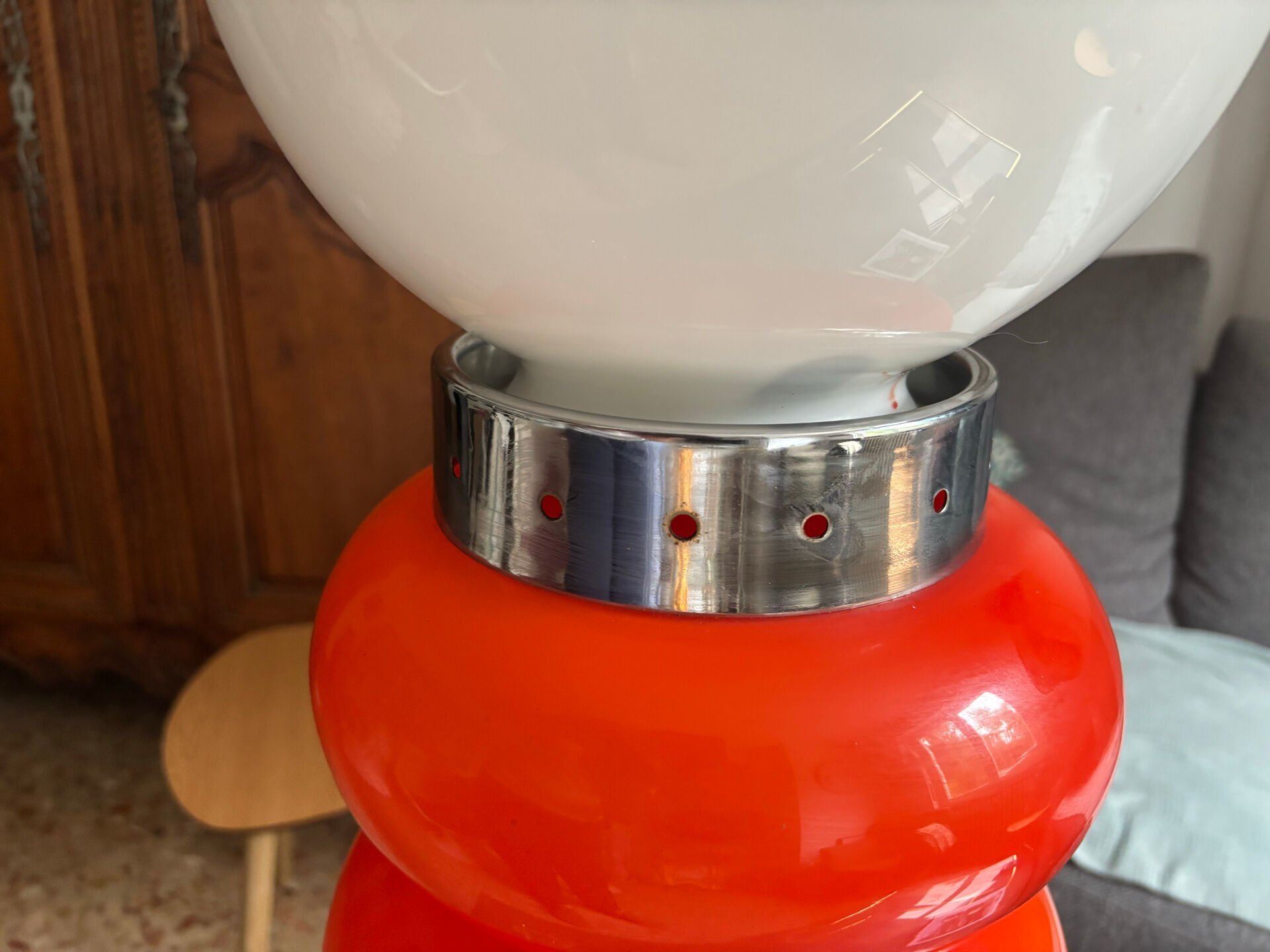 Vintage orange glass lamp – attributed to Carlo Nason, 1970s