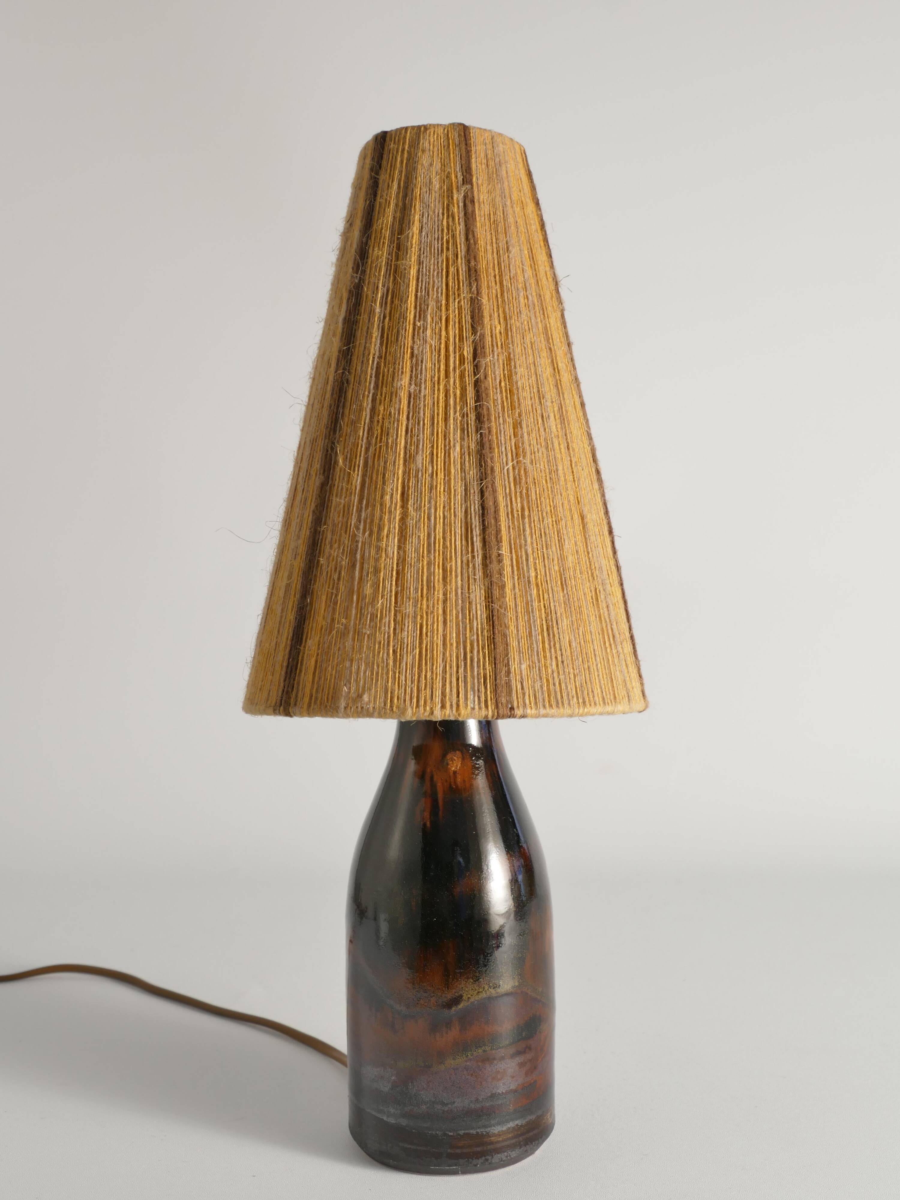 Brown Stoneware Table Lamp by Carl-Harry Stålhane, Designhuset, Sweden 1960s