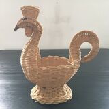 Corbeille en rotin  figurant une poule