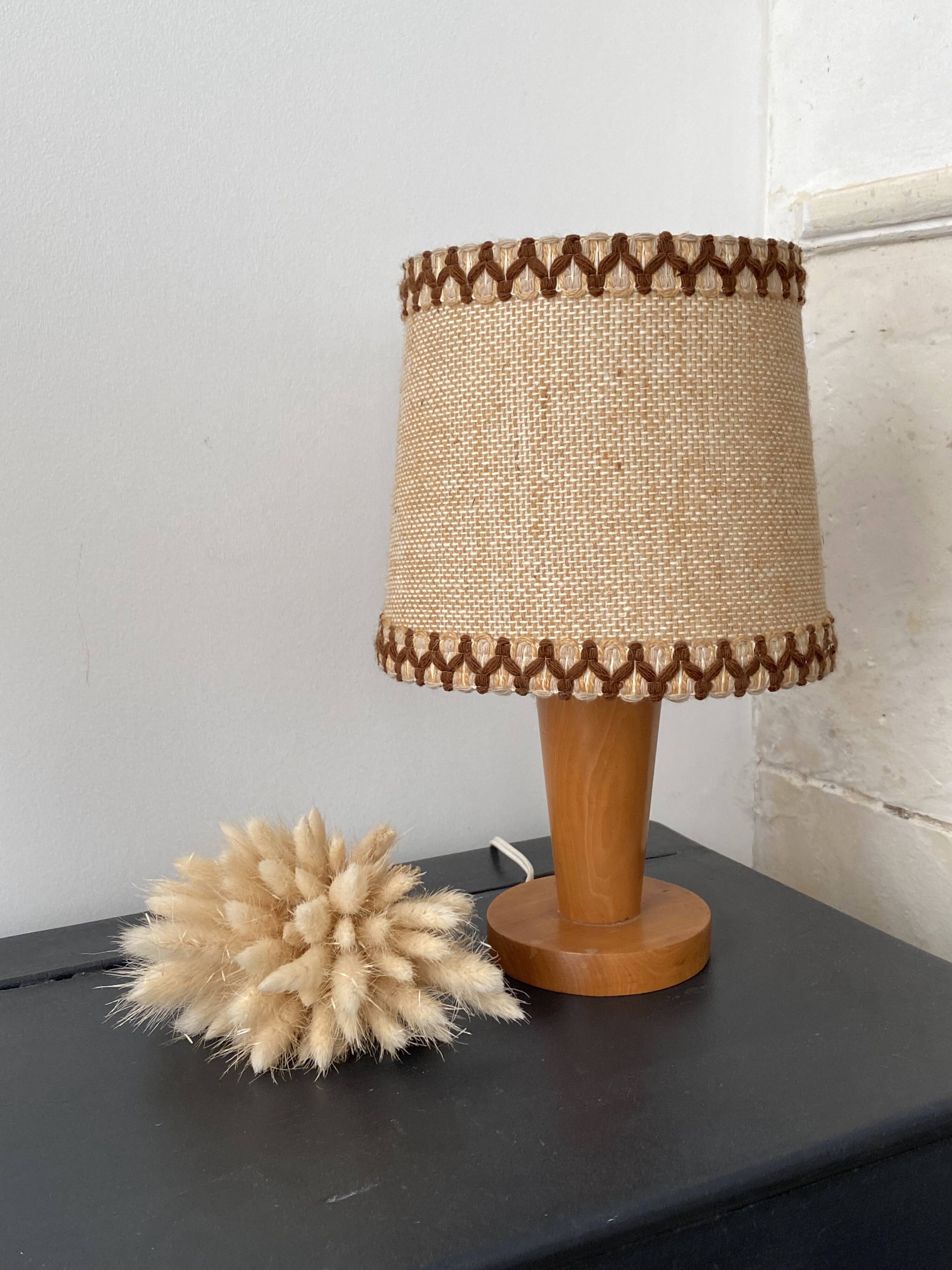 Wooden table lamp, 70s