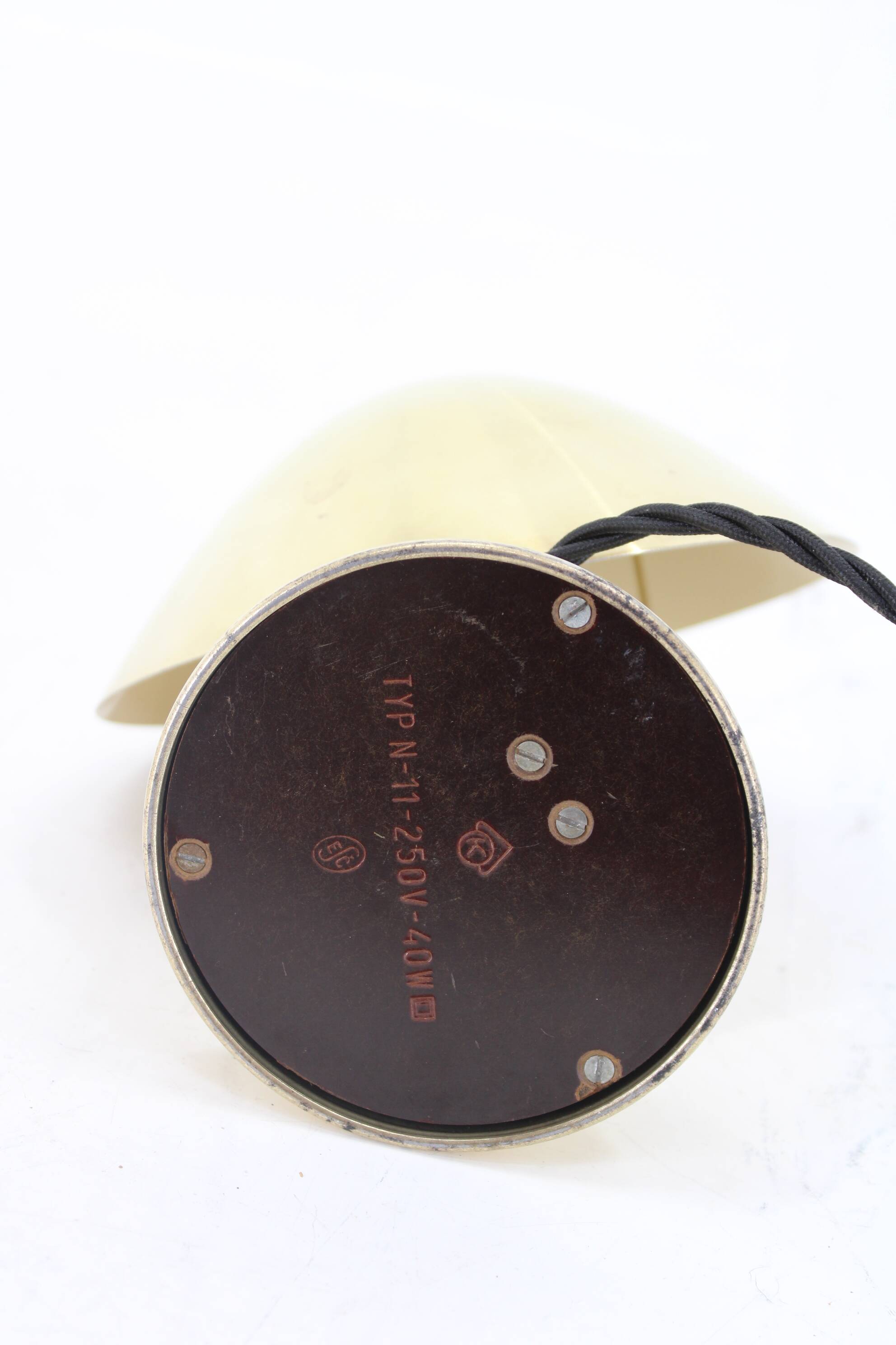 1930s Bauhaus Brass Finish "Mushroom" Table Lamp, Czechoslovakia