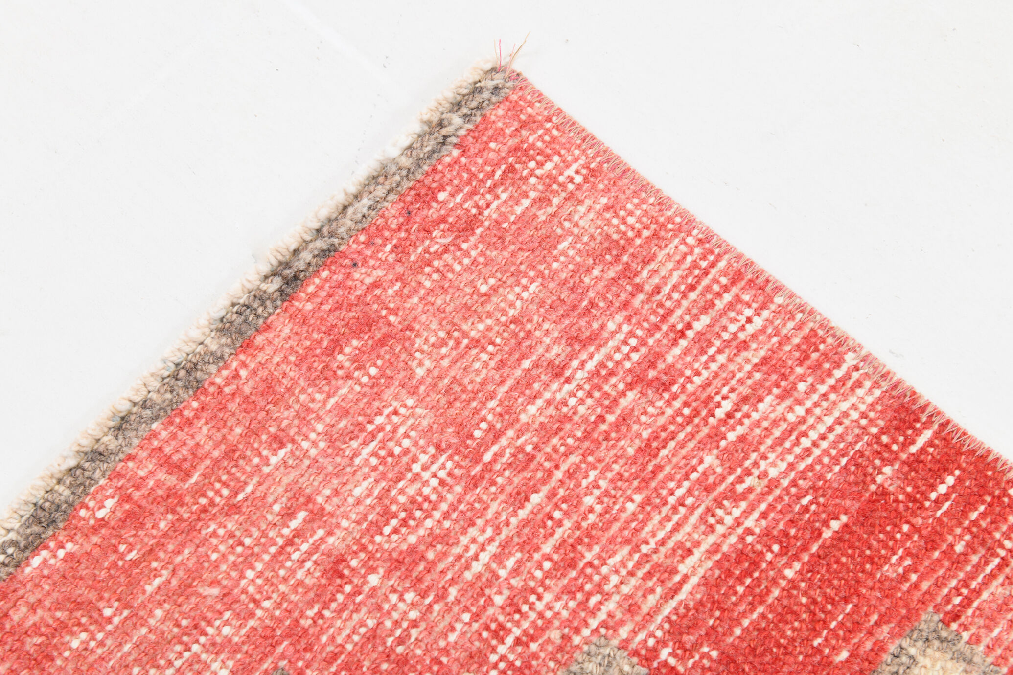 Red & beige vintage runner rug