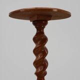 Solid oak Art Deco side table or pedestal with twisted base, France 1940s