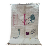 Modern Moroccan Beni Ourain Rug – Hand Woven Wool Rug with Abstract and Minimal Design