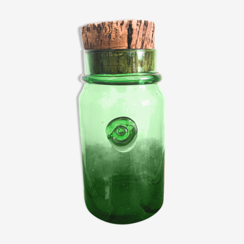 Green glass jar, cork stopper