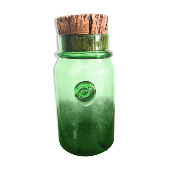 Green glass jar, cork stopper