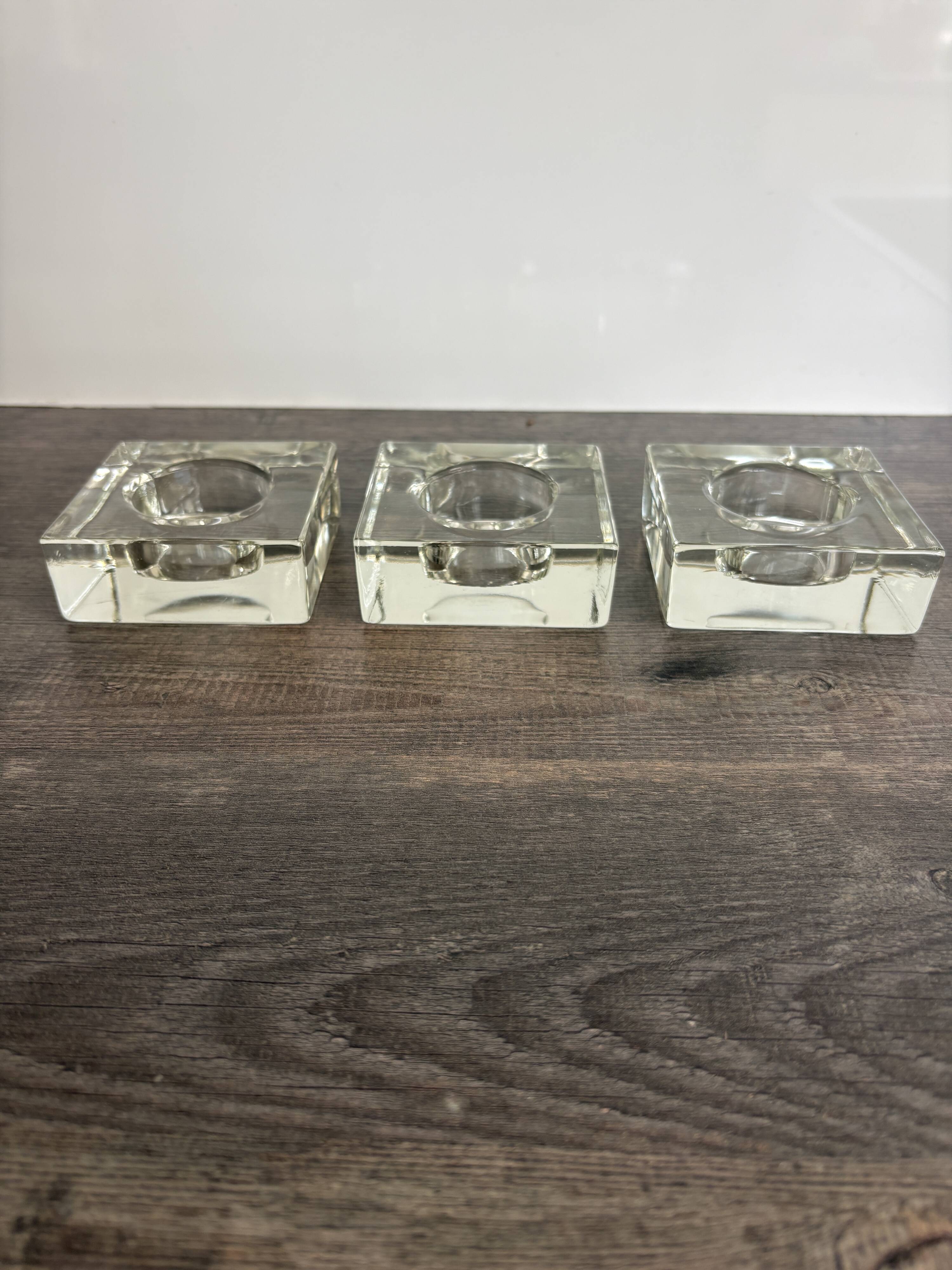 Set of 3 Cubic Glass Candle Holders