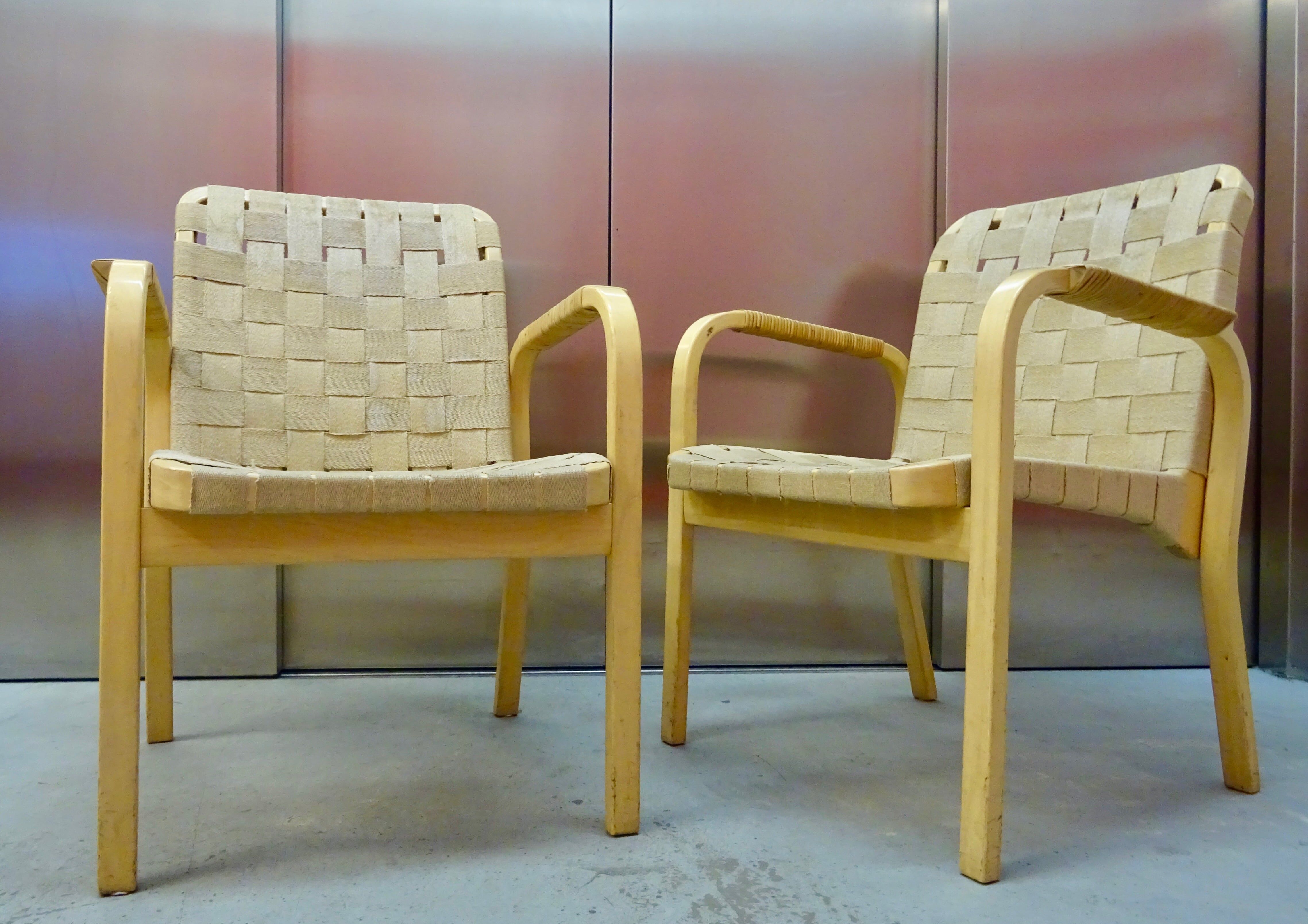 Pair of chairs model 45 by Alvar Aalto, circa 1950