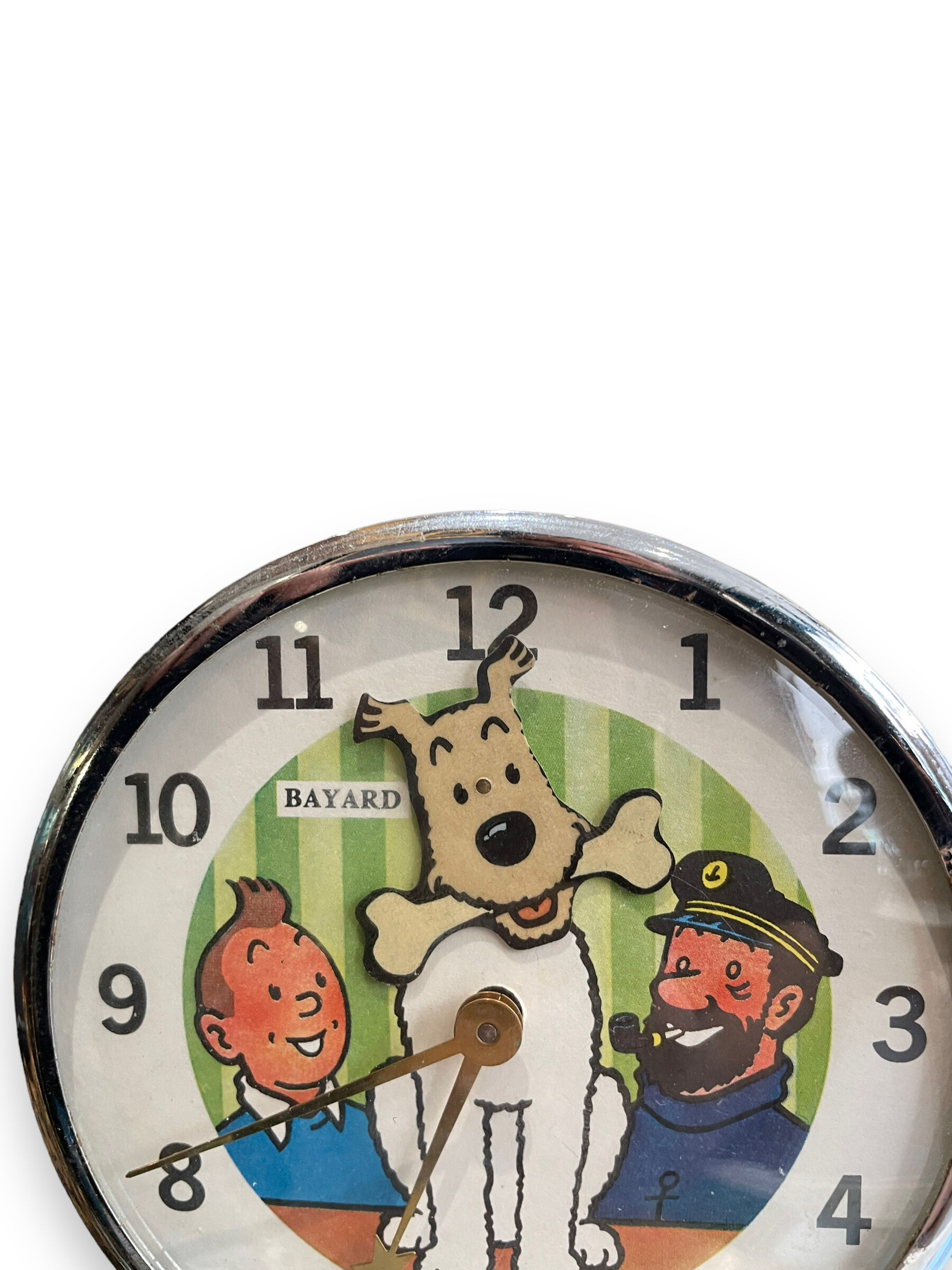 Tintin alarm clock bayard animated mechanical metal 1960s