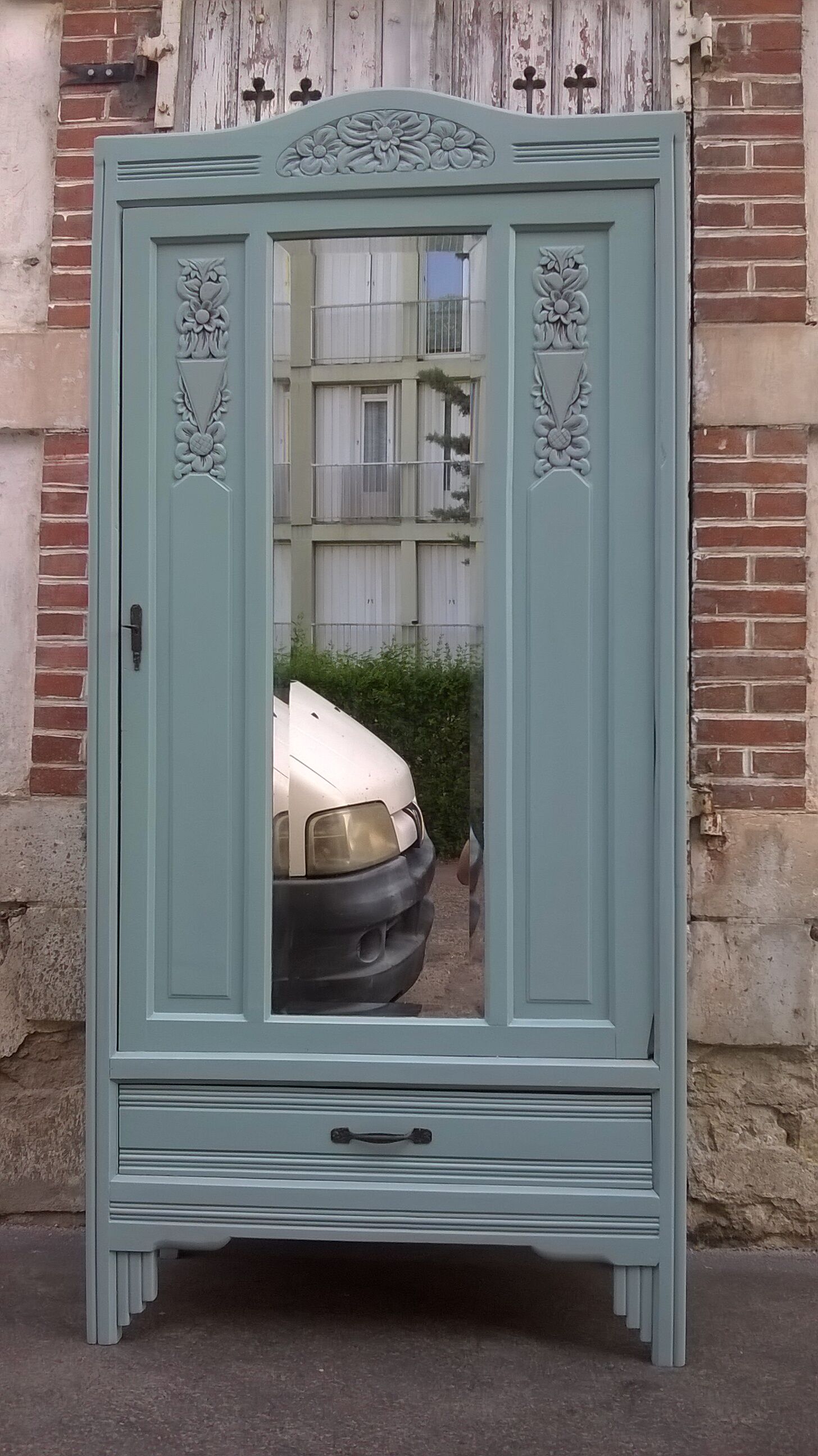 Green parisian wardrobe jade art deco