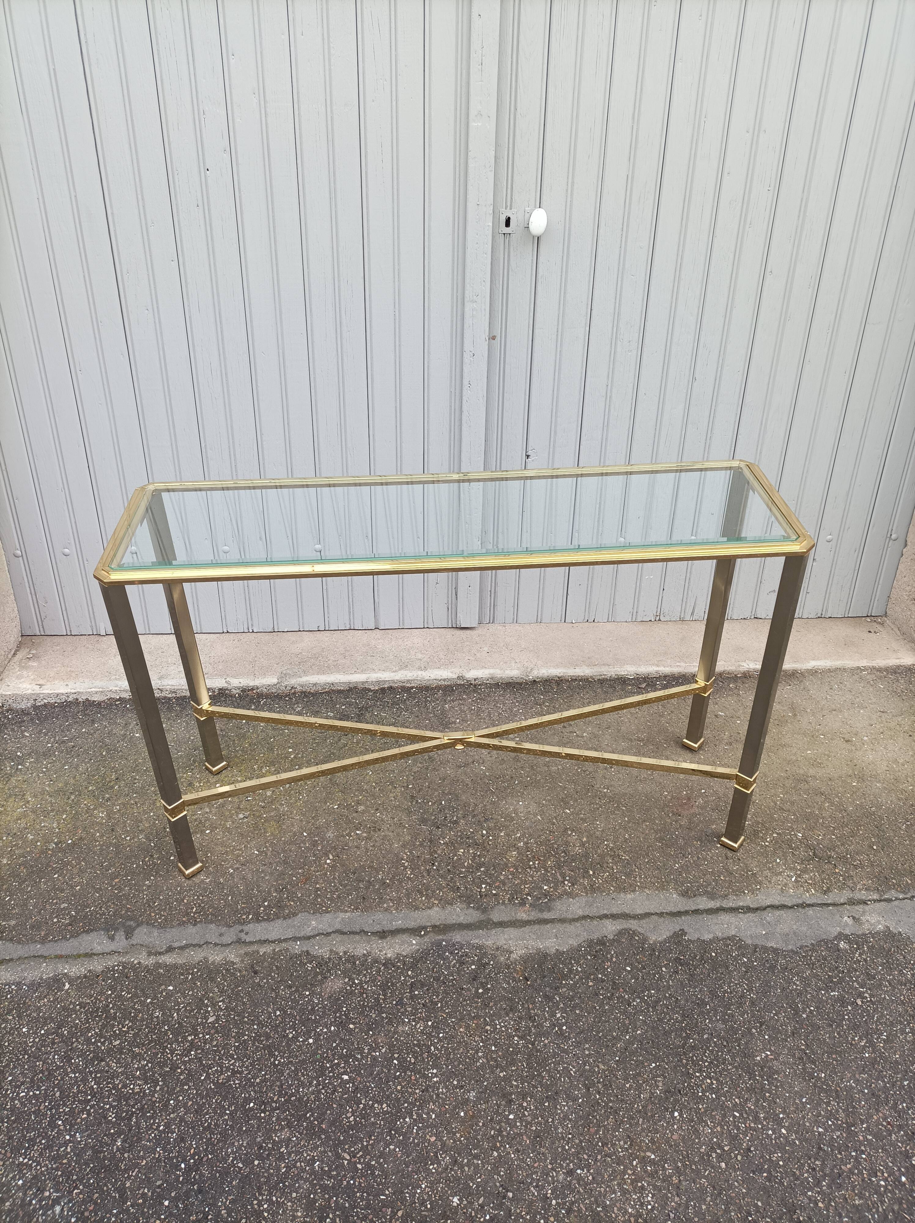 Console vintage métal et verre