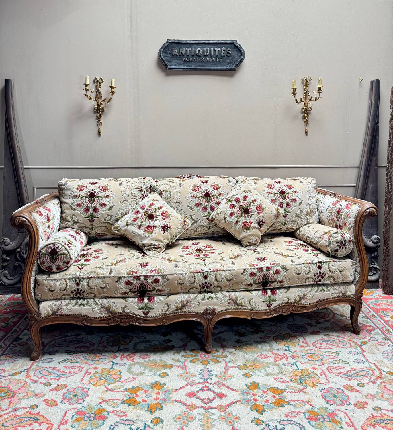 Cross Bed Known as “Turkish” in Walnut, Louis XV Style, 19th Century