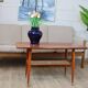 Vintage teak coffee table with double caned top 1960 Denmark