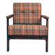 Scandinavian armchair in natural wool, orange, checked, 1965, Z. Baczyk