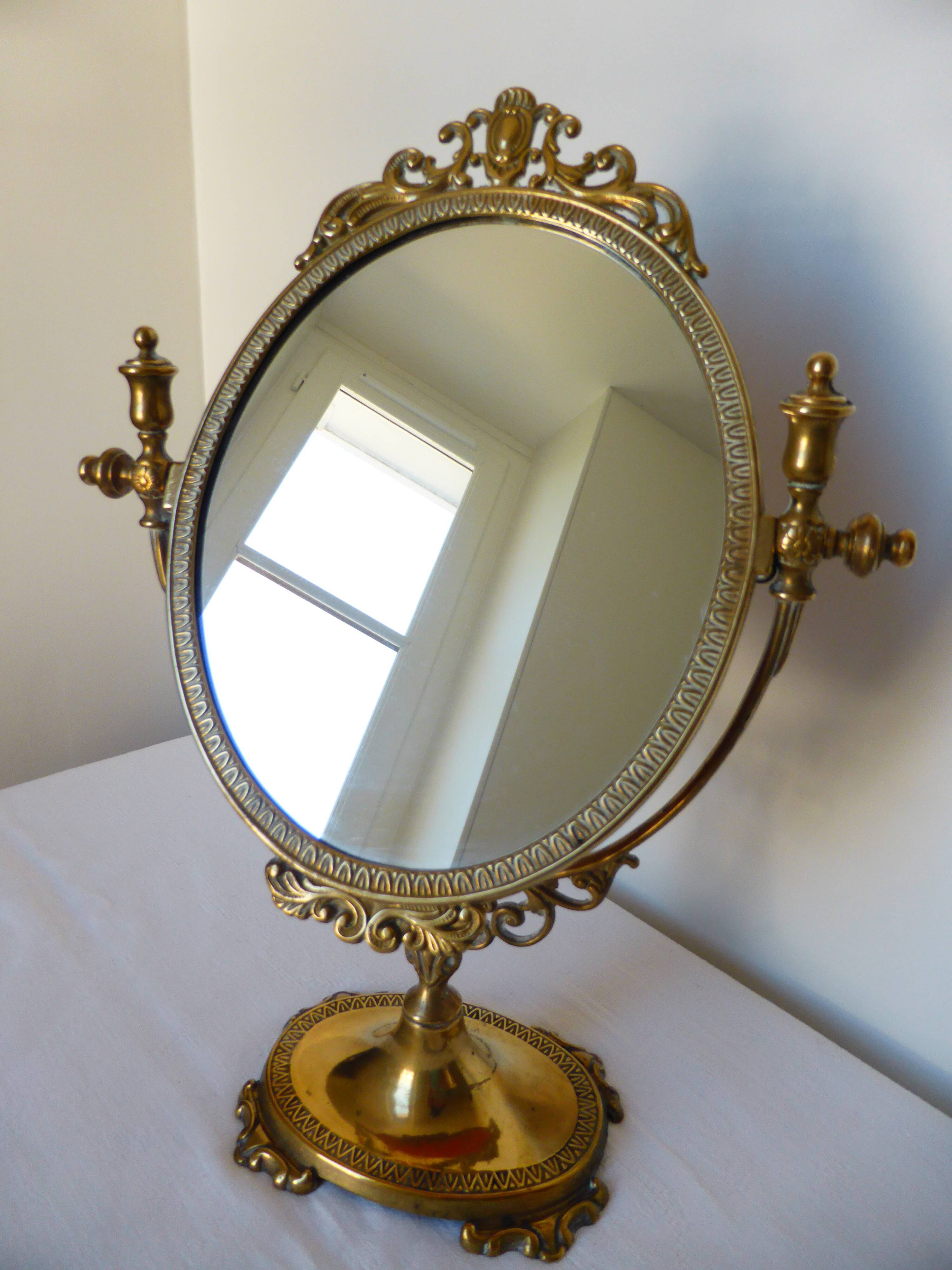 Brass table psyche mirror  17x21xcm