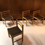 4 vintage solid wood chairs circa 1970