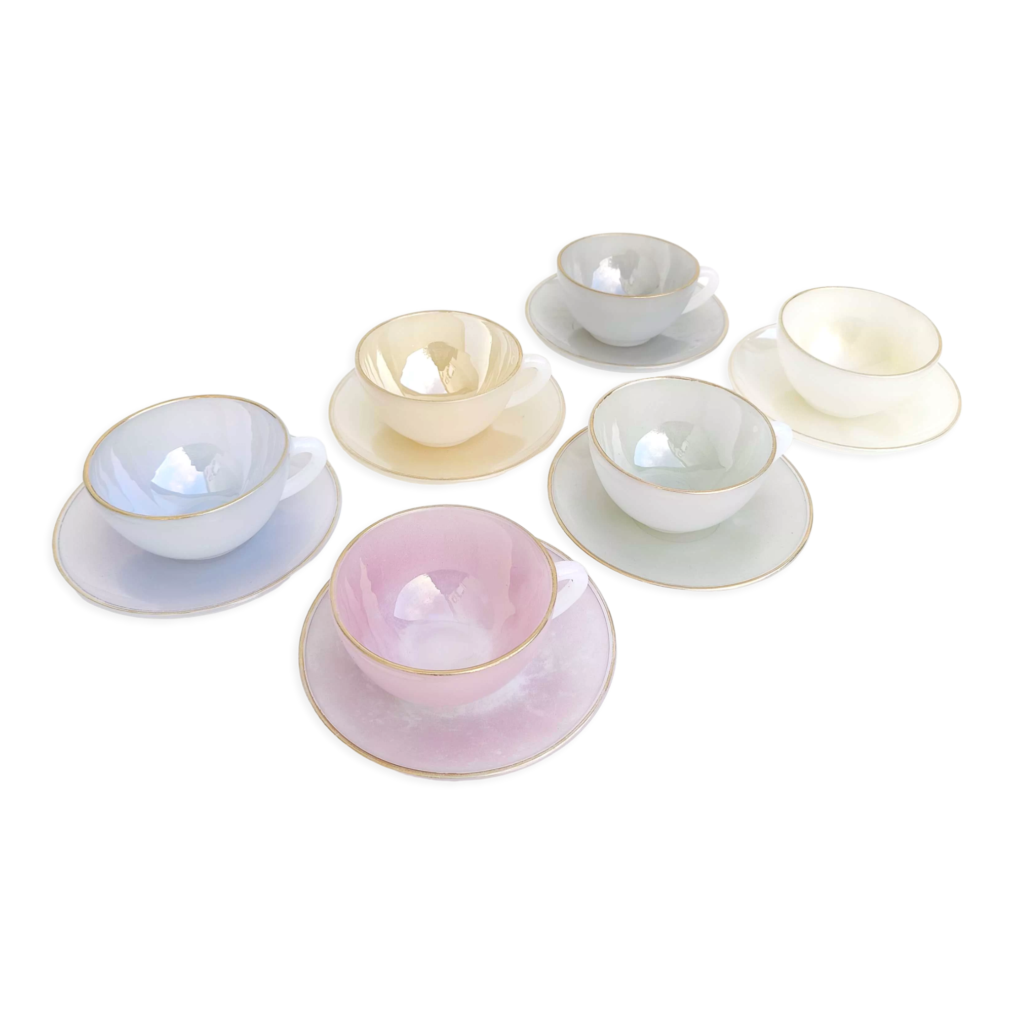 Arcopal coffee set 6 cups Pastel Harlequin