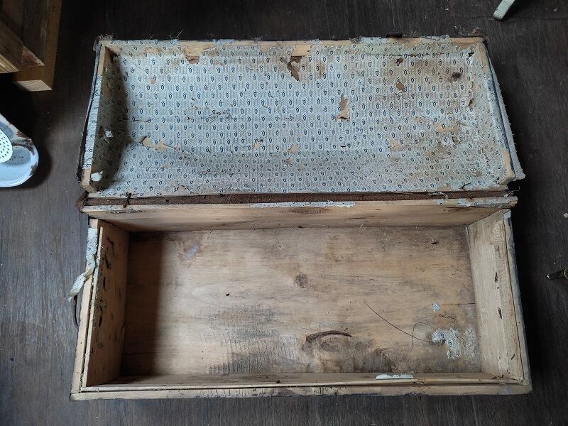 Coffre malle en bois massif boite Rangement