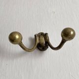 Antique double coat hook in solid brass
