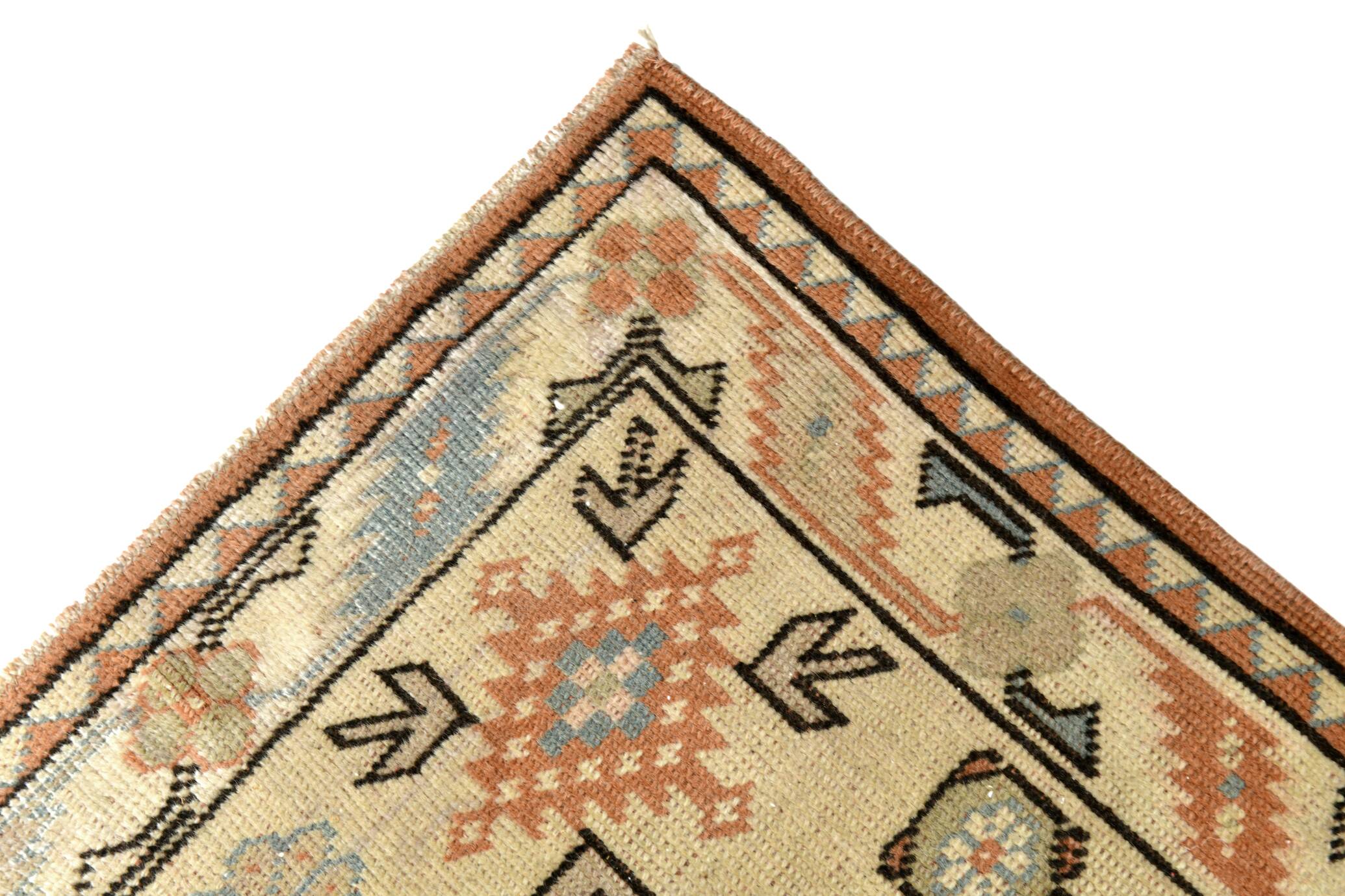 Salmon & Cream Square Persian Rug, 194x212Cm