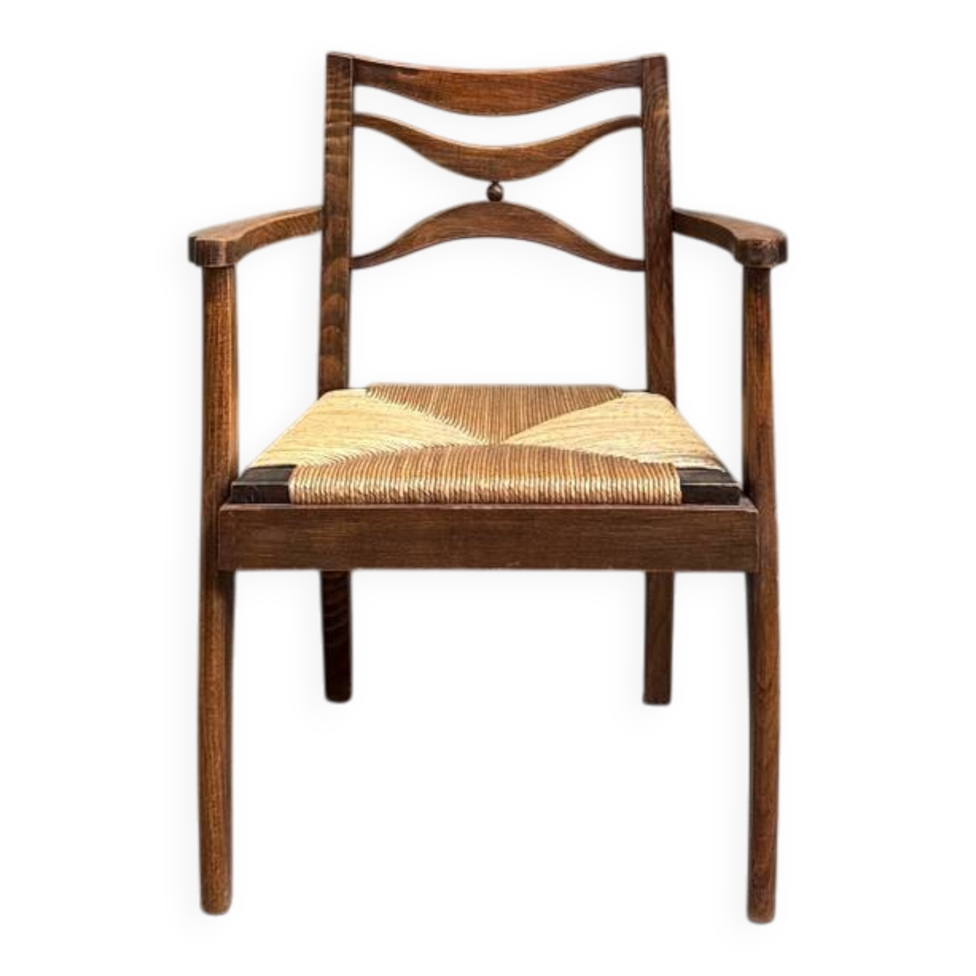 Fauteuil ancien en bois et assise paillée